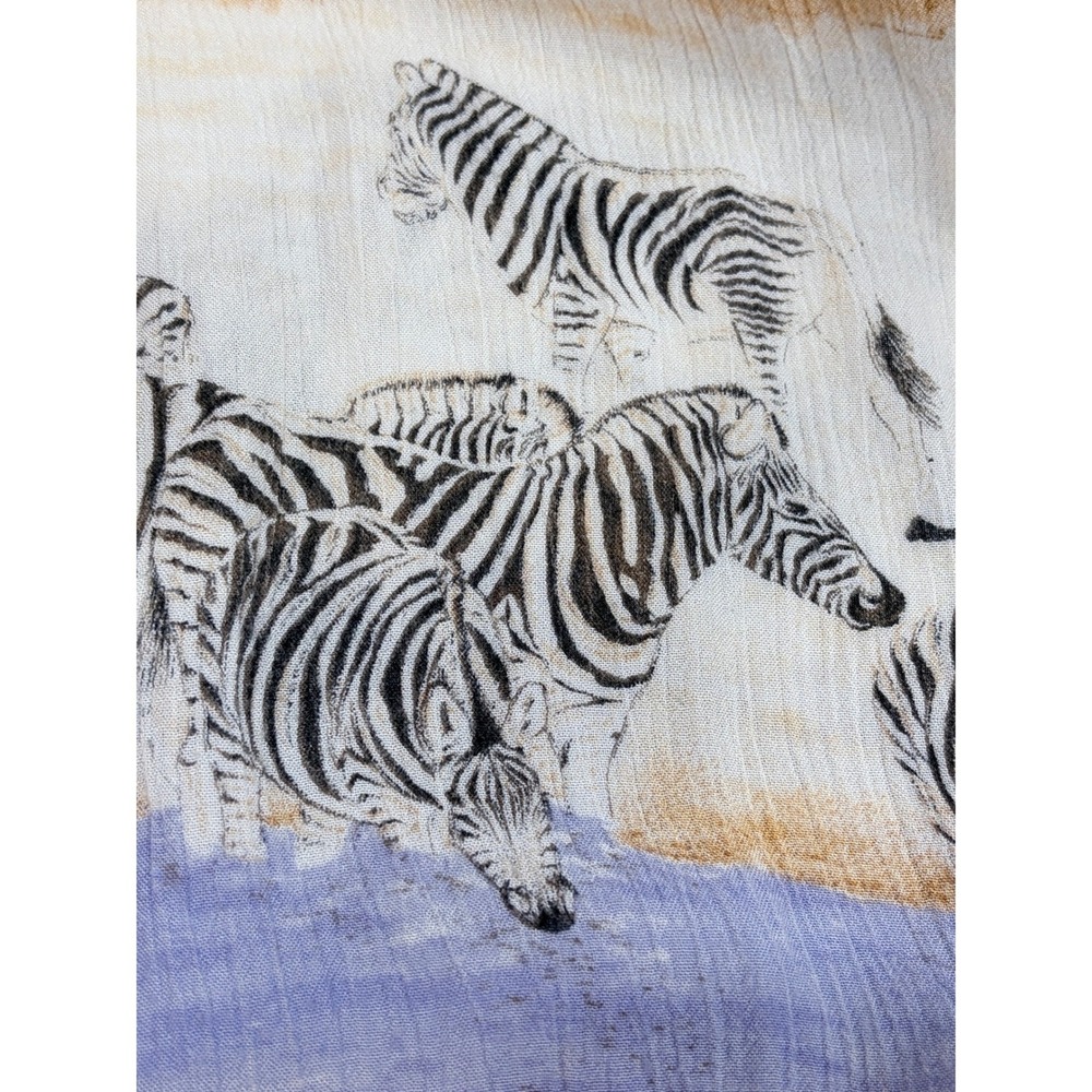 Pucci's of Palm Desert Zebra Animal Print Rayon Maxi Dress L Safari - Picture 9 of 16